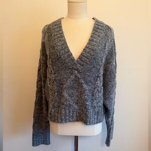 NWOT & Other Stories Gray V-Neck Cable Knit Sweater
